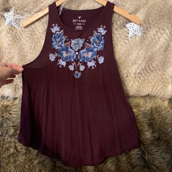 American Eagle Floral Embroidered Tank Top - Picture 3 of 6
